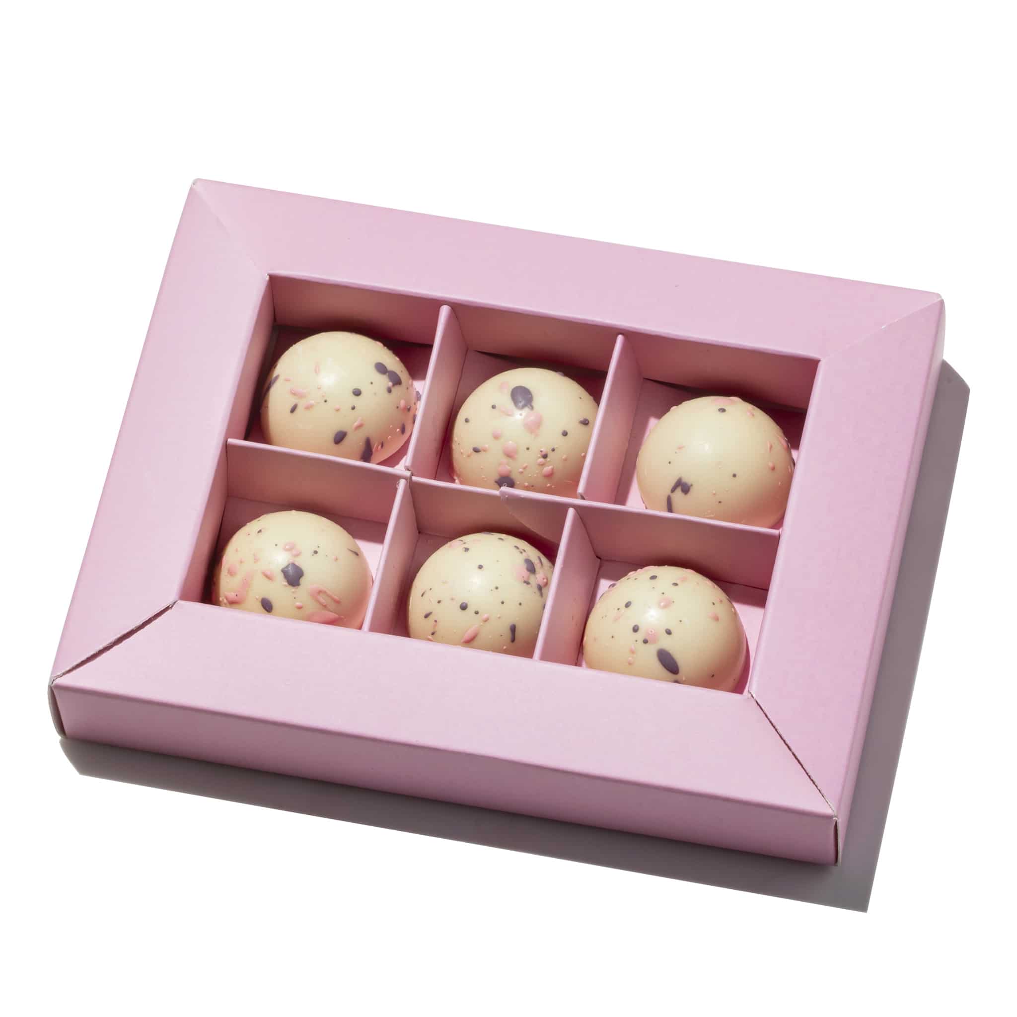 6 יחידות פרלין שוקולד לבן ורובי פטל