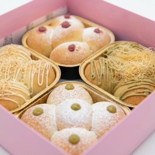 4 מארזי מיני סופגניות מפורקות אפויות מיקס טעמים  למשלוח הזמנה מראש